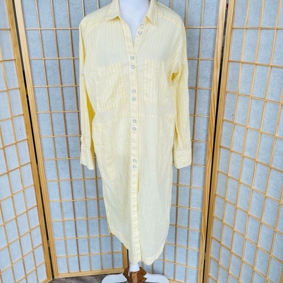 ♻️ FREE PEOPLE Faded in the Morning Linen Button Down Shirt Dress - Picture 4 of 14